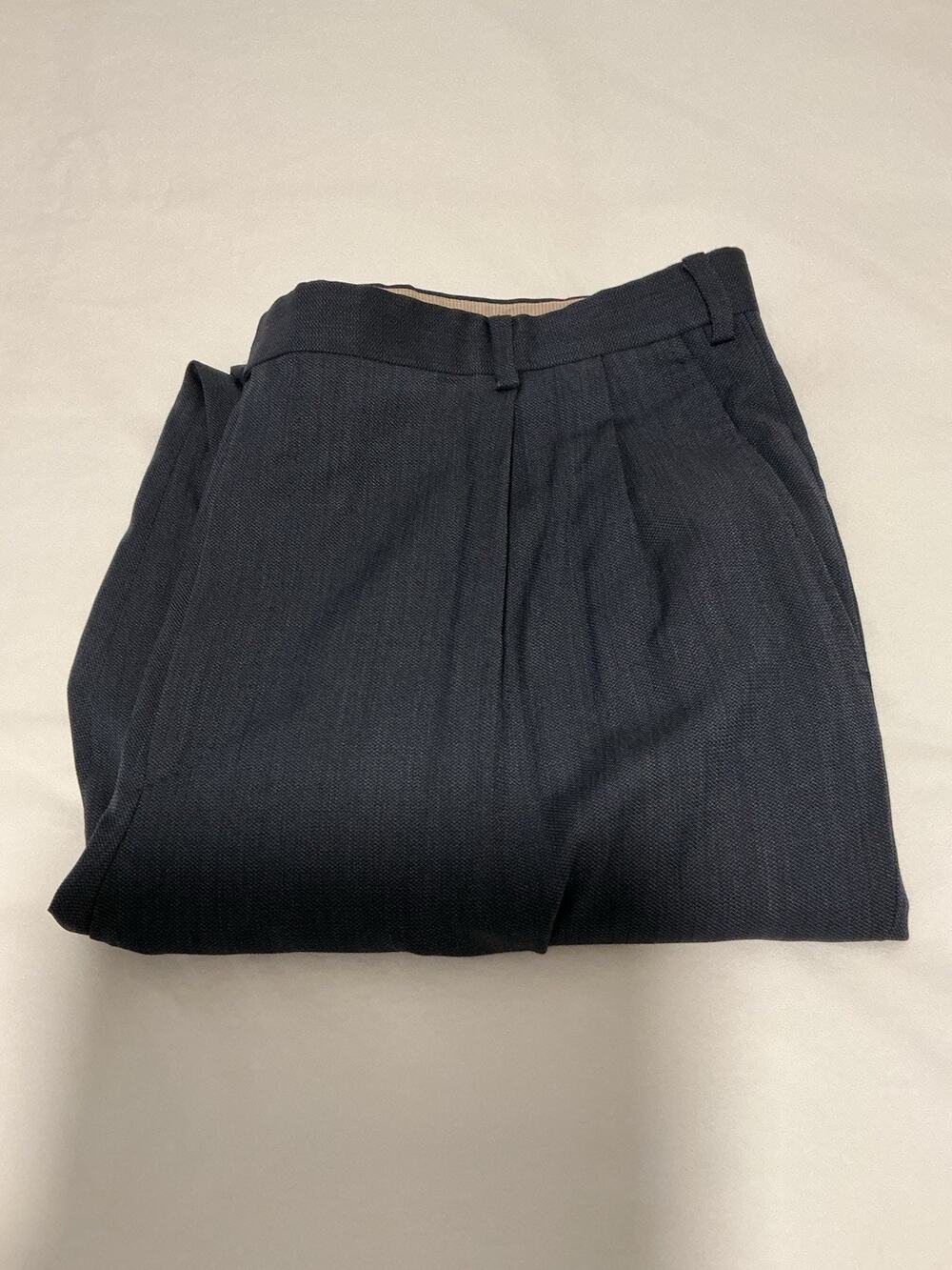 Zanella Platinum Navy Pinpoint 38x29 Cuffed Pleated Wool Men’s Dress Pants